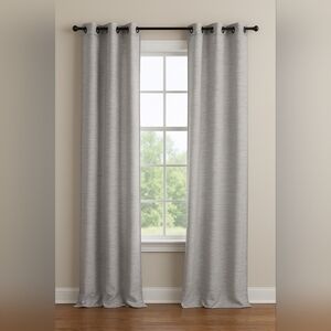 SALT Blue, White, & Gray Heathered Fabric Panels. 2 Panels with Grommets